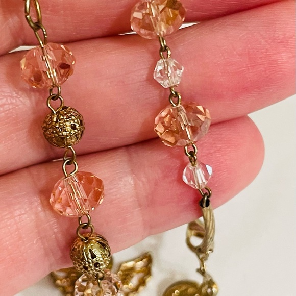 VINTAGE Czech Glass Pink Faceted Beaded Bracelet Jewelry Set - Picture 9 of 9